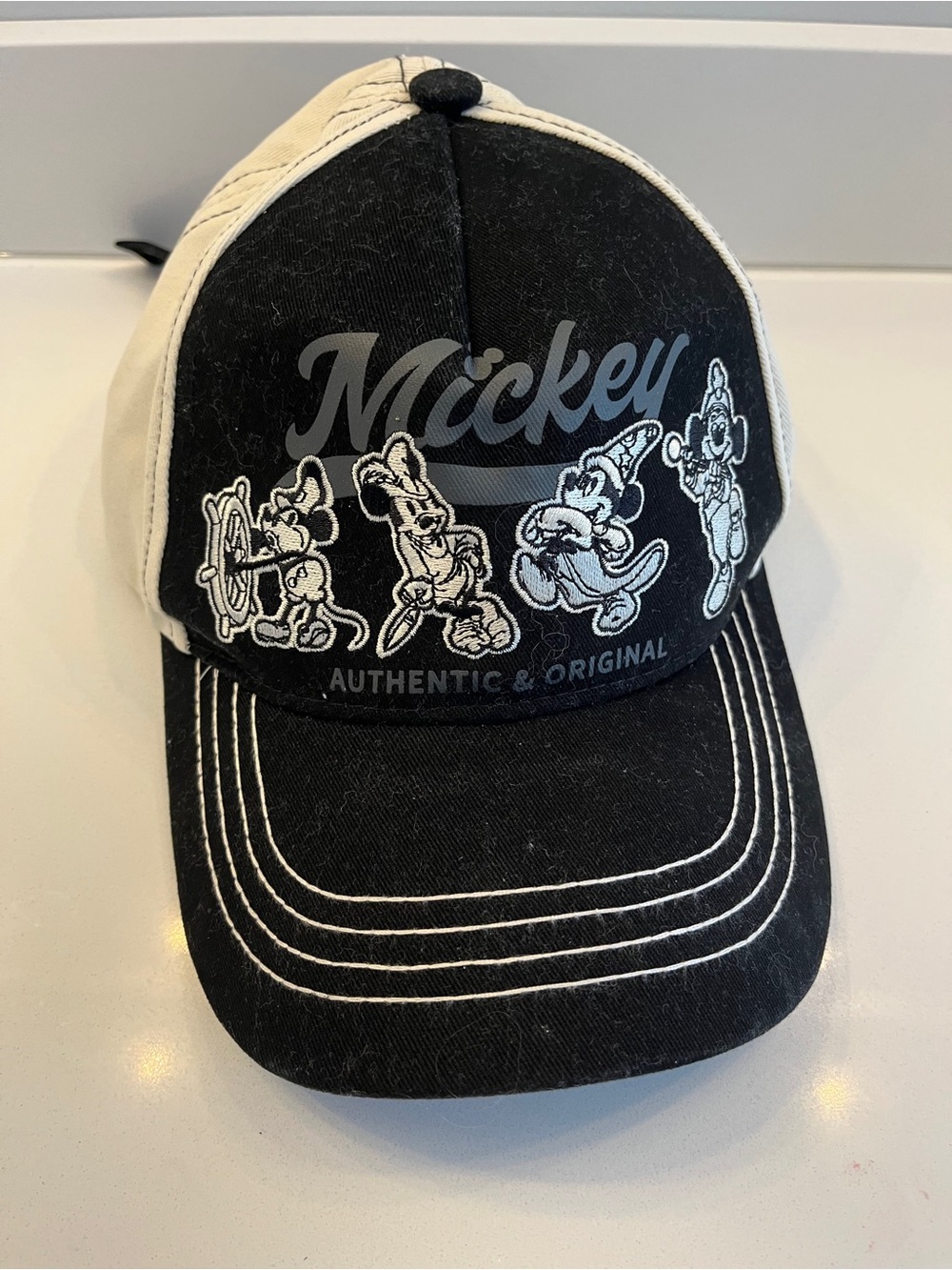 Men’s Mickey Mouse  Black and Cream Baseball Cap - Authentic & Original